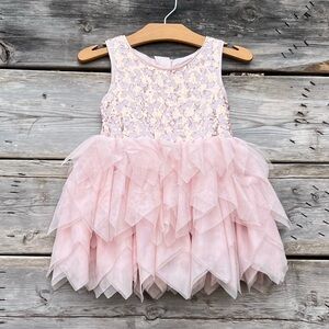 H&M Sequined Tulle Dress in Powder Pink Girls’ Size 2-3Y